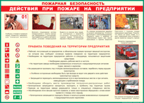 Таблица "Действия при пожаре на предприятии" (100х140 сантиметров, винил) - fgospostavki.ru - Артём