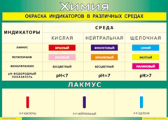 Таблица "Окраска индикаторов в различных средах" (100х140 сантиметров, винил) - fgospostavki.ru - Артём