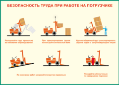 Таблица "Безопасность труда при работе на погрузчике" (100х140 сантиметров, винил) - fgospostavki.ru - Артём