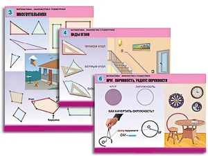 Комплект таблиц "Математика. Знакомство с геометрией" (6 таблиц, формат А1, ламинированные) - fgospostavki.ru - Артём
