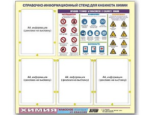Стенд информационный "Правила техники безопасности в кабинете химии" (80х75, 4 кармана) - fgospostavki.ru - Артём