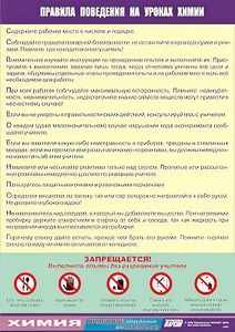 Таблица демонстрационная "Правила поведения на уроках химии" (винил 100х140) - fgospostavki.ru - Артём