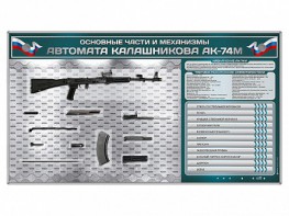 Электрифицированный стенд "Основные части и механизмы автомата Калашникова АК-74М" с полноразмерными, оригинальными макетами деталей и механизмов под стеклом - fgospostavki.ru - Артём