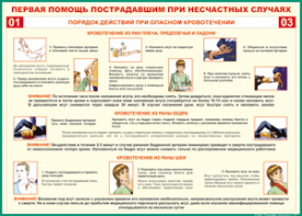 Таблица "Порядок действий при опасном кровотечении" (100х140 сантиметров, винил) - fgospostavki.ru - Артём