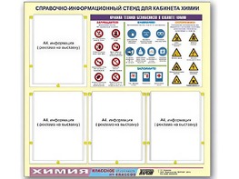 Стенд информационный "Правила техники безопасности в кабинете химии" (80х75, 4 кармана) - fgospostavki.ru - Артём