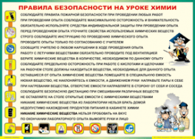 Таблица "Правила безопасности на уроке химии" (100х140 сантиметров, винил) - fgospostavki.ru - Артём