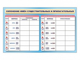 Фрагмент (демонстрационный) маркерный (двухсторонний) "Склонение имен существительных и прилагательных" - fgospostavki.ru - Артём
